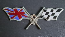 Original Vintage Les Leston Crossed Chequered Flags - Motor Racing Emblem