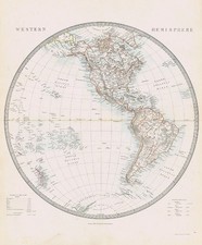 WESTERN HEMISPHERE Antique Map by J&C Walker 1874 Pub. Edward Stanford