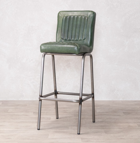 Pine green leather stools - pine,