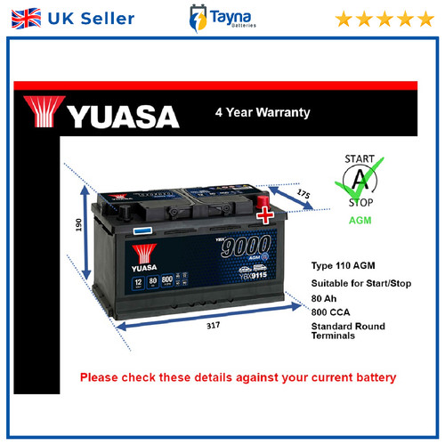 Agm car battery fits - car,