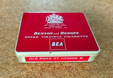 Vintage Benson & Hedges 20 Super Virginia Cigarette Tin with BEA Branding.