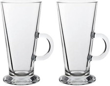 Latte Glass Tea Coffee Cup Mug (Fits Tassimo & Dolce Gusto) Size Large Set of 2 