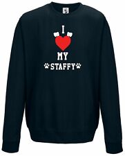 I Love My Staffy Cute Dog Lover Sweatshirt Present Gift All Sizes Adults & Kids