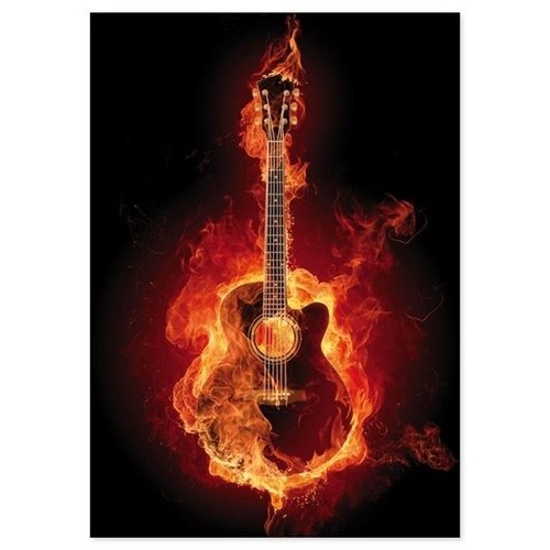 Postcard fire guitar - guitar, (10