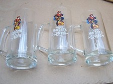 3 Captain Morgan Glass Tankard Drinks Glasses. Heavy Glass