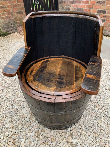 Oak whiskey barrel chair - whiskey, in
