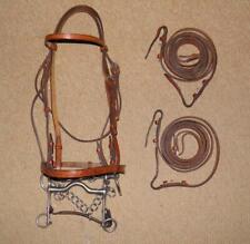 Triumph English Leather Chestnut / Tan Double Bridle Pony / Cob - 4 3/4" Bit Set