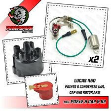 Lucas 45D 2x Points and Condenser and Distributor Cap and Powermax Red Rotor Arm