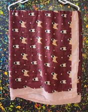 Bass Adorable Pug Puppy Love Hearts Semi Sheer Silky Pink Shawl Scarf 34x70