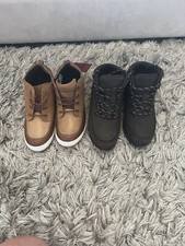 Boys Brown Firetrap Leather Rhino Boots And Rockport Tan Suede Dolan Boot Size 1