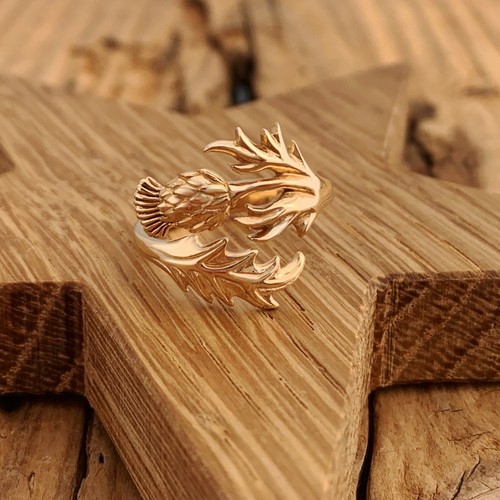Thistle ring adjustable gold - adjustable,