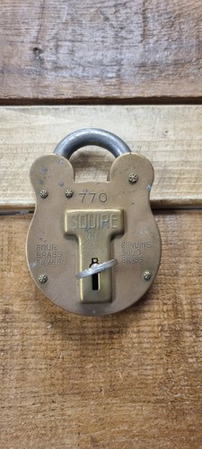 Antique brass squire padlock - antique,