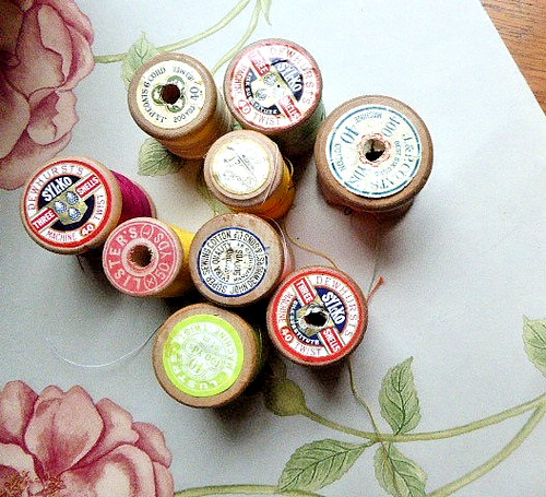 Vintage wooden cotton reels - vintage,