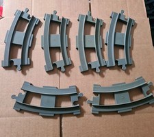LEGO DUPLO X6 GREY RAILWAY TRAIN TRACK SECTIONS 