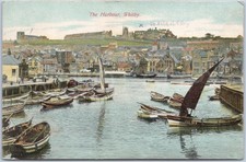 Vintage Postcard Whitby Harbour Boats England
