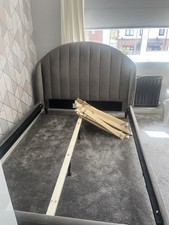 Next Grey Velvet Wingback Bed 