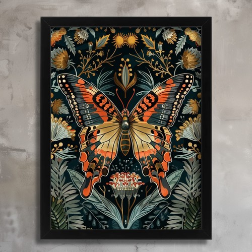 Vintage botanical butterfly - vintage,