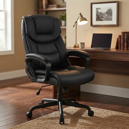 Black leather executive chair - executive,
