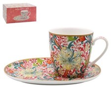 OFFICIAL WILLIAM MORRIS GOLDEN LILY SNACK SET COFFEE MUG CUP SIDE PLATE L&P