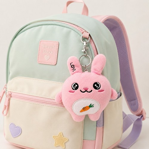 Cute pink bunny keychain - cute,
