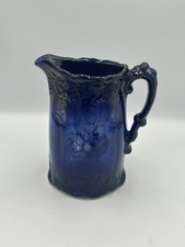 Staffordshire England Blue Floral Jug/Pitcher Cobalt Decorative Ceramic Vase