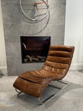 LOUNGE CHAIR - MICHEL BOYER STYLE - 1970s MCM DESIGN - TAN LEATHER & CHROME