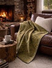 Lime Green Wool Throw Blanket