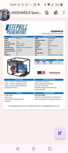 Stephill honda generator - stephill,