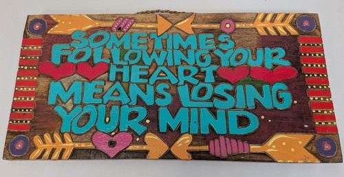 Love hand painted wood panel - hand,