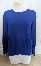 Womens Lipsy Jumper Cobalt Blue Size 12 Scalloped Neckline. Diamante Buttons