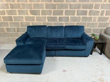 DFS Blue Velvet Corner Sofa – Plush Upholstery Reversible Chaise RRP: £1200