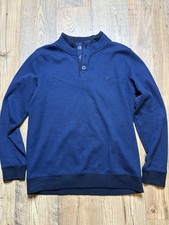 Fynch Hatton Quarter Zip Sweatshirt Mens L Navy Blue Textured WinterStyle Street