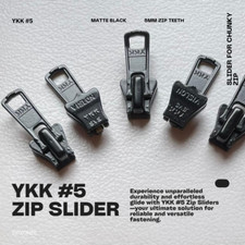 YKK #5 Chunky Zip Slider Matte Black for 5mm teeth - Replacement (1pc)