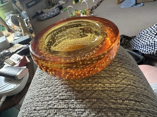 Whitefriars glass amber bubble - whitefriars,