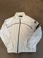Fila Velour Track Jacket Mens Size M White Collared Full Zip 80s Casual Classics