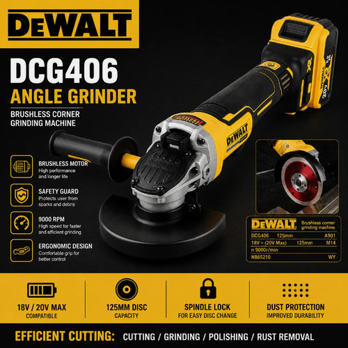 Dewalt dcg406 18v - 18v, brushless