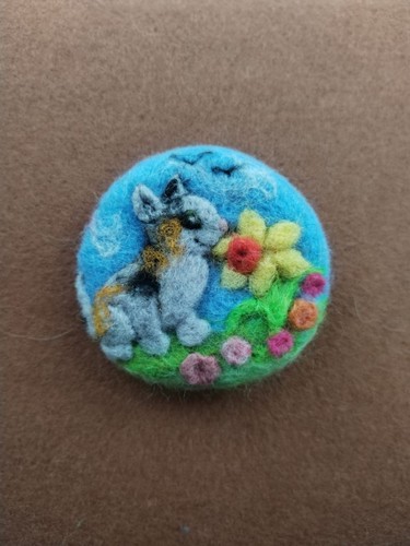 Needle felted brooch - needle,