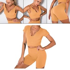 Women Seamless Yoga Set High Waist Gym Leggings Fitness Bra Suit Outfit M Light