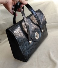 Vintage black leather croc