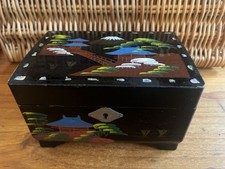 Vintage 1950s Japanese Musical Lacquered Jewellery Music Box Mount Fuji Japan