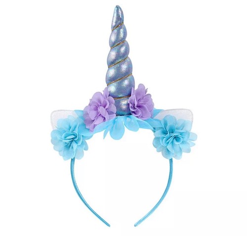 Floral unicorn headband - headband:, blue