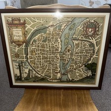 Vintage Paris Map Print Framed