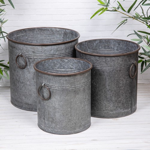 Large metal zinc flower pot - large,
