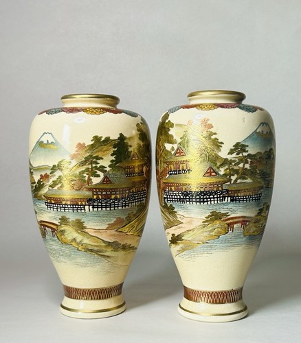 Pair antique japanese kobe - of,