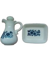 Avon Dutch Blue Small Pitcher Vintage Milk Glass Jug & Bowl  Bottle empty