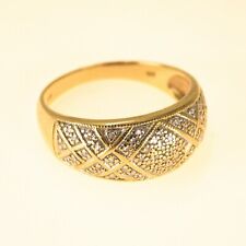18K Gold Band Ring with Diamonds, diamond Ring, Size T ½ 
