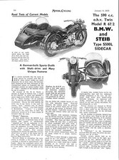 1953 BMW 'R 67/2' 590cc Motor Cycle/STEIB Sidecar Combination Magazine Cutting