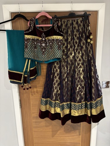 Indian piece green burgundy - indian,
