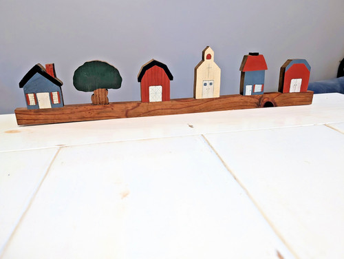 Vtg wooden village shelf - wooden,