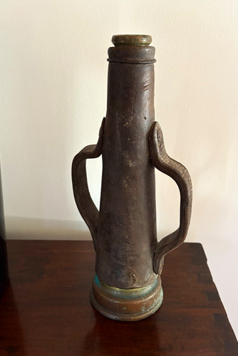 Vintage leather covered - leather, brass